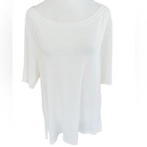 Chico’s The Ultimate Tee Boatneck style white tee, 100% cotton size M, size 1